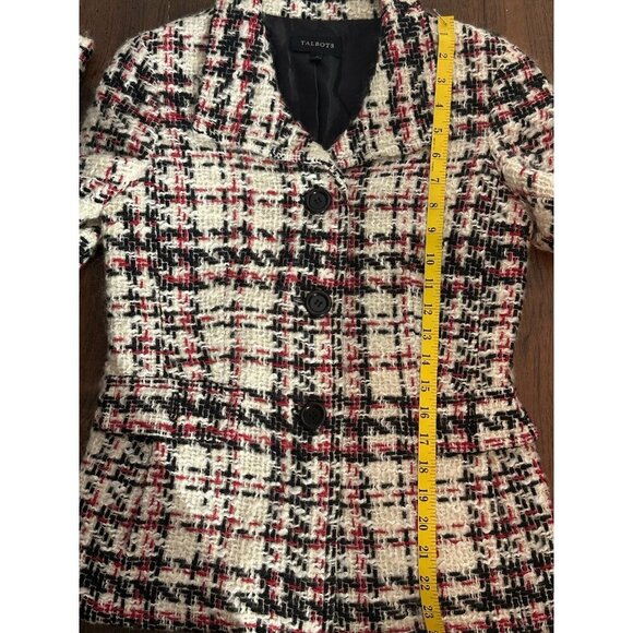 Talbots Tweed Wool Blend Blazer Jacket Red/Black/White Size 4 - Picture 15 of 16